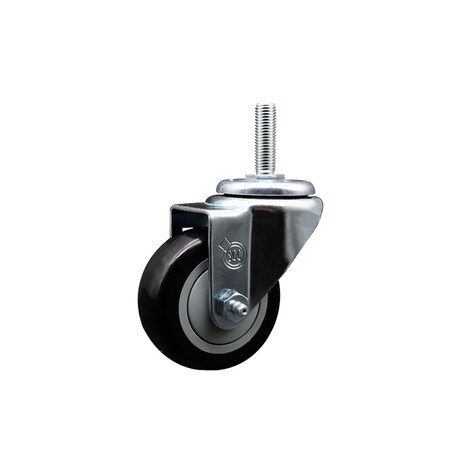 Service Caster 3 Inch Black Polyurethane Wheel Swivel 34 Inch Threaded Stem Caster Service Caster SCC-TS20S314-PPUB-BLK-34212
